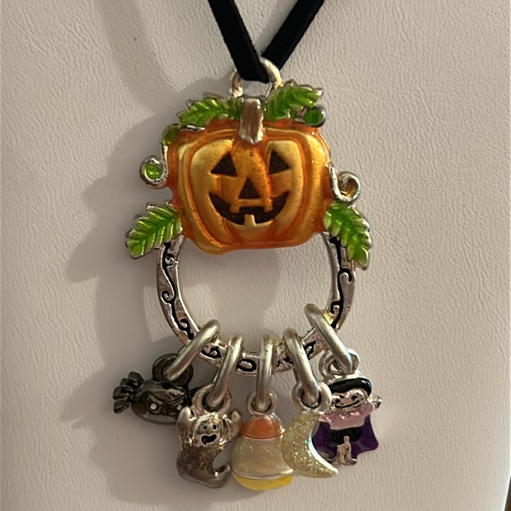 Halloween Pumpkin Pendant with Charms